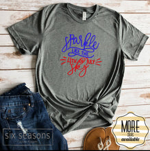 Load image into Gallery viewer, 4th of July Shirt Women. 4th of July Shirts. 4th of July Top. USA Clothing. American Flag Clothing. America Shirt. Fireworks shirt. Sparkle
