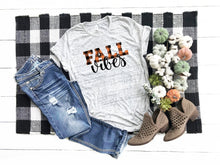 Load image into Gallery viewer, Fall Vibes | Buffalo Plaid | Cute Fall Shirt | Fall Tshirt | pumpkin shirt | Bella Tee | Soft TShirt | Women&#39;s Graphic Tee
