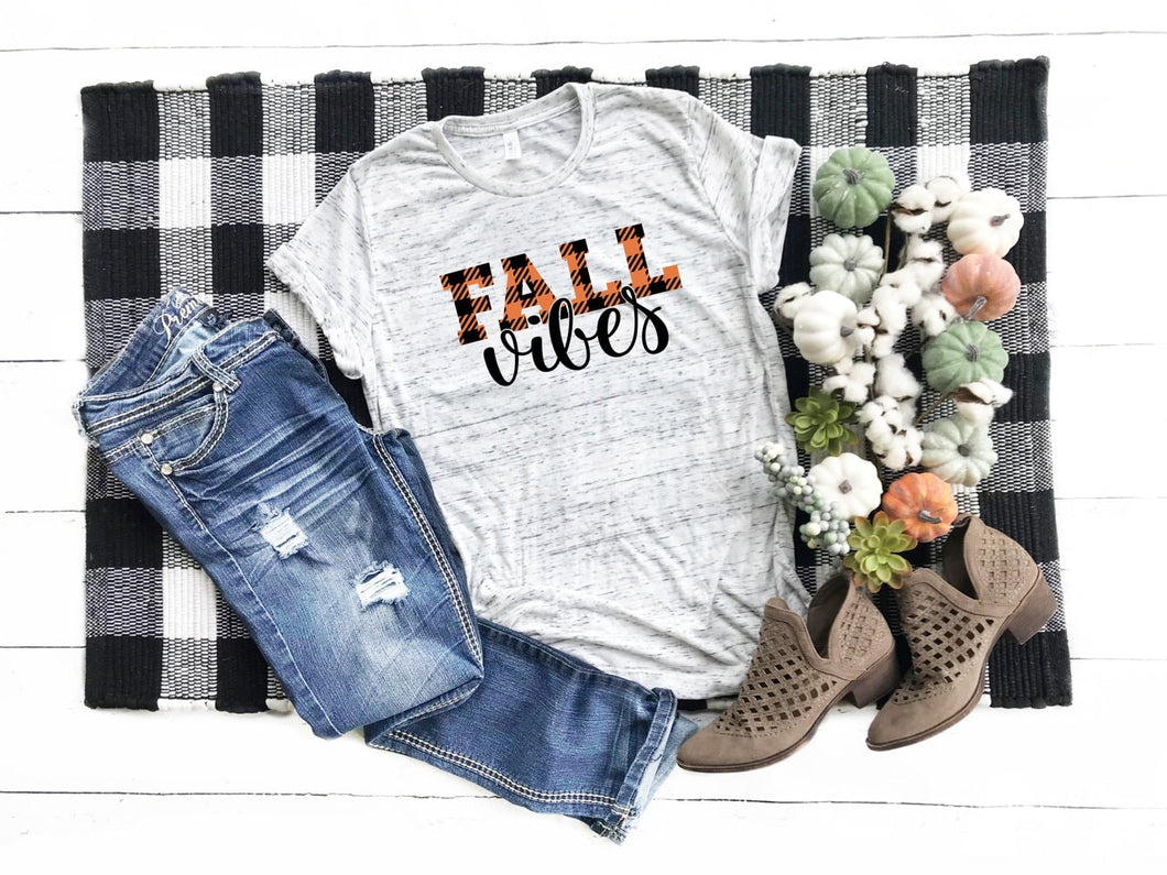 Fall Vibes | Buffalo Plaid | Cute Fall Shirt | Fall Tshirt | pumpkin shirt | Bella Tee | Soft TShirt | Women's Graphic Tee