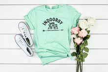 Load image into Gallery viewer, Indoorsy T-shirt, Womens Graphic Tee, Stay Inside Shirt, Homebody Tee

