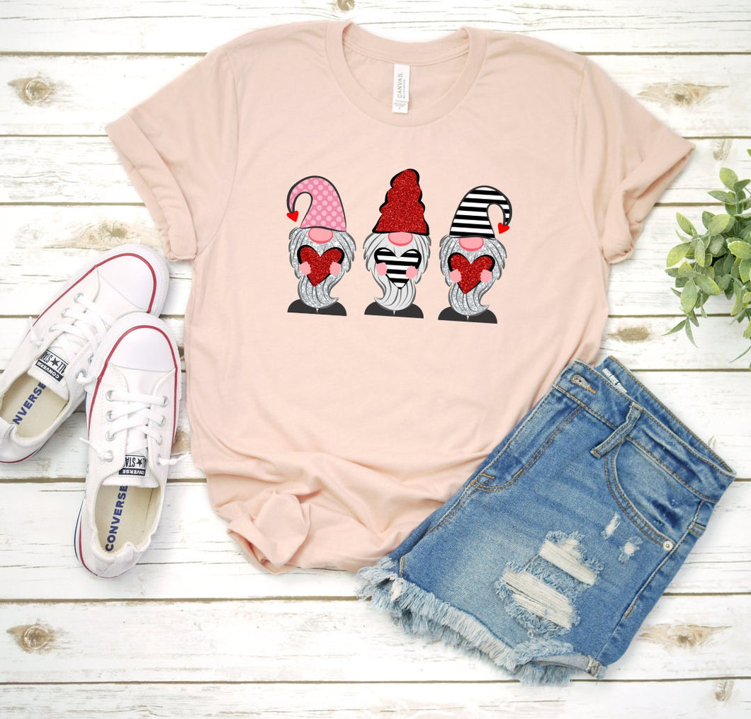 Valentine Gnome Shirt, Womens Valentines shirt, Womens Graphic Tee, Valentines Day Tshirt